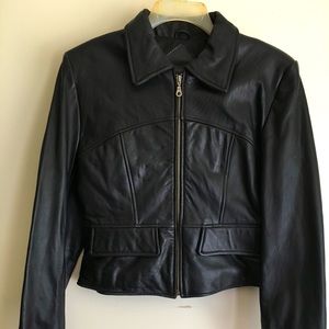 Foxrun Vintage Super Soft 100% Black Genuine Leather Moto